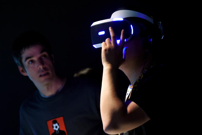 A prototype of Sony's PlayStation VR at the E3 show in Los Angeles, in 2015.