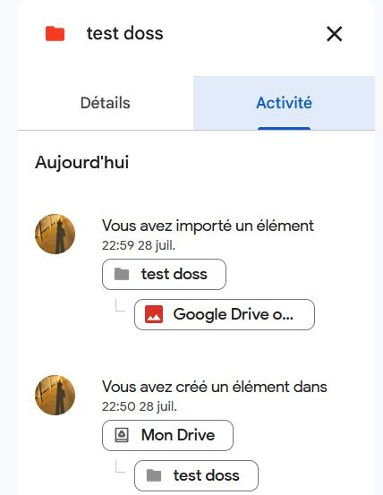 View recent Google Drive activity for a specific folder