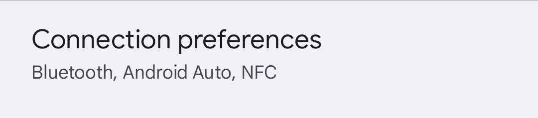 The list of connection preferences on a Pixel 7 Pro with Android 13.