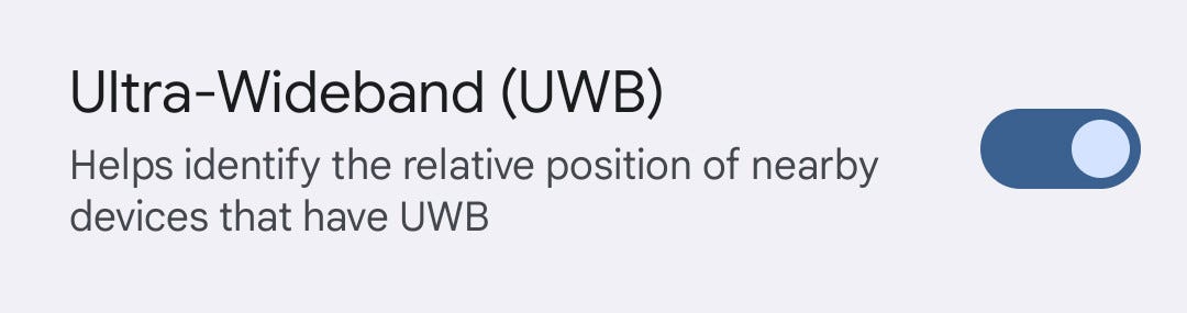 The UWB toggle switch in Android 13.