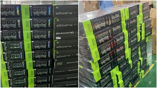 GeForce RTX 4090 graphics cards for PCs delivered to a factory in China (Photo: Baidu Forum)