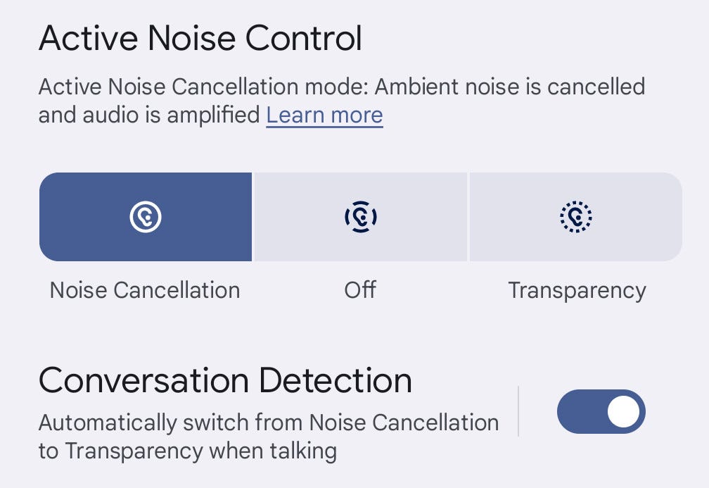 ANC and Conversation Detection functions for Pixel Buds Pro